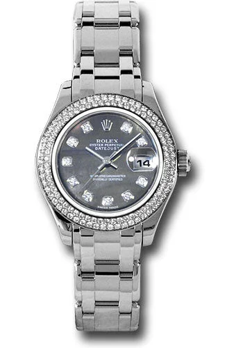 Dressy Watches for Evening EventsRolex White Gold Lady-Datejust Pearlmaster 29 Watch - 116 Diamond Bezel - Dark Mother-Of-Pearl Diamond Dial - 80339 dkmd