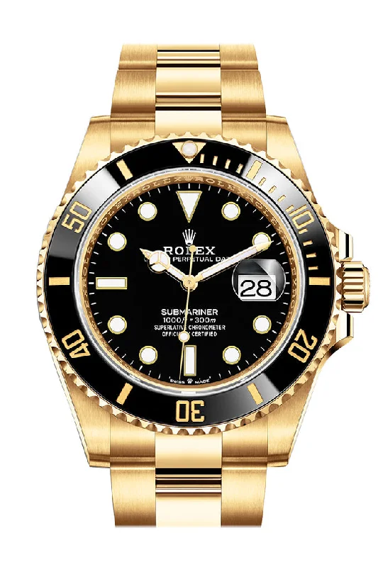 Leather Cuff Watches for a Bohemian LookRolex Submariner 41 Black Dial 18K Yellow Gold Bracelet Automatic Men's Watch 126618LN New Release 2020