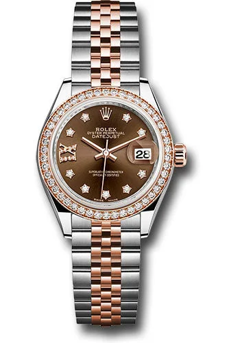 Mechanical Watches with Hand-Winding MechanismRolex Steel and Everose Gold Rolesor Lady-Datejust 28 Watch - Diamond Bezel - Chocolate Diamond Star Dial - Jubilee Bracelet - 279381RBR cho9dix8dj