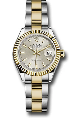 Fashionable Quartz Watches for Women with Leather StrapsRolex Steel and Yellow Gold Rolesor Lady-Datejust 28 Watch - Fluted Bezel - Silver Index Dial - Oyster Bracelet - 279173 sio