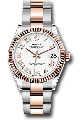 Minimalist Analog Watches for Everyday WearRolex Steel and Everose Gold Datejust 31 Watch - Fluted Bezel - Rose Index Dial - Oyster Bracelet - 278271 wro