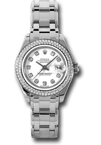 Classic Style Watches for Timeless AppealRolex White Gold Lady-Datejust Pearlmaster 29 Watch - 116 Diamond Bezel - White Diamond Dial - 80339 wd