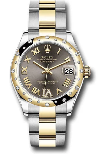 Watches with Sword-Style Hands for a Distinctive LookRolex Steel and Yellow Gold Datejust 31 Watch - Domed Diamond Bezel - Dark Grey Diamond Roman Six Dial - Oyster Bracelet 278343 dkgdr6o