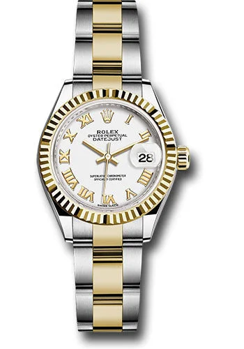 Watches with Rubber Straps for Comfort and DurabilityRolex Steel and Yellow Gold Rolesor Lady-Datejust 28 Watch - Fluted Bezel - White Roman Dial - Oyster Bracelet - 279173 wro