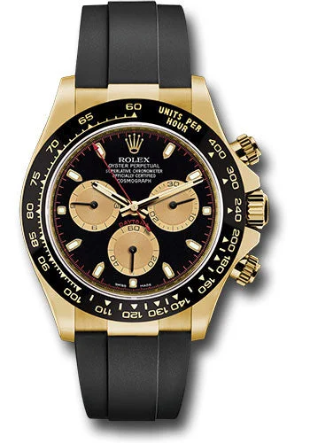 Alloy Cased Watches for Affordable QualityRolex Yellow Gold Cosmograph Daytona 40 Watch - Black Paul Newman Index Dial - Black Oysterflex Strap - 116518LN bkchof