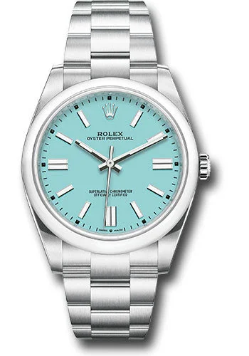 Watches with Rubber Straps for Comfort and DurabilityRolex Oyster Perpetual 41 Watch - Domed Bezel - Turquoise Blue Index Dial - Oyster Bracelet - 2020 Release - 124300 tbio