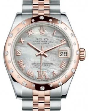 Solar-Powered Watches for Eco-Conscious UsersRolex Datejust 31MM Lady Midsize Rose Gold/Steel White Mother of Pearl Roman Diamond VI Dial & Diamond Set Domed Bezel Jubilee Bracelet 178341 - NEW