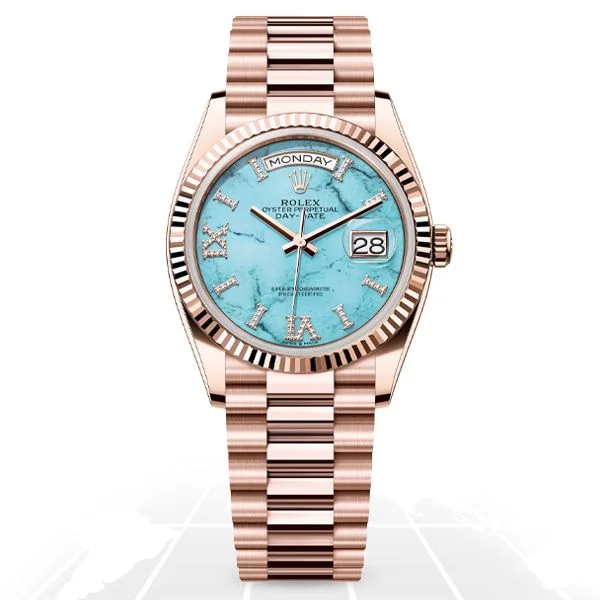 Watches with Multiple Time Zone DisplaysRolex	Day-Date 36 "Turquoise" 128235