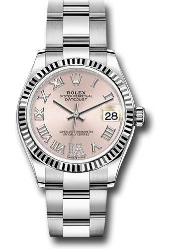 Hybrid Smartwatches with Traditional Watch AestheticsRolex Steel and White Gold Datejust 31 Watch - Fluted Bezel - Pink Roman Diamond 6 Dial - Oyster Bracelet - 278274 pdr6o