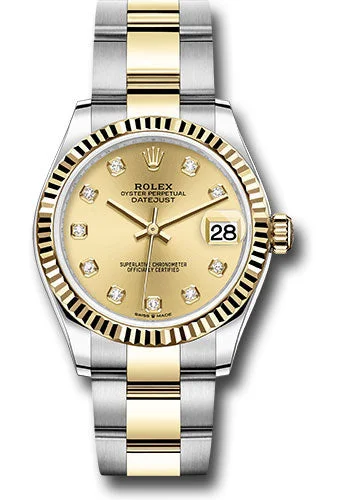 Casual Watches for Weekend OutingsRolex Steel and Yellow Gold Datejust 31 Watch - Fluted Bezel - Champagne Diamond Dial - Oyster Bracelet 278273 chdo