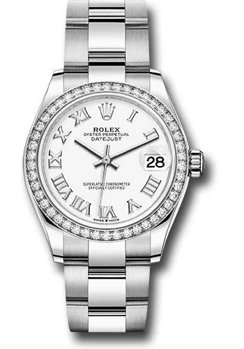 Leather Band Watches with Quick-Release BucklesRolex Steel and White Gold Datejust 31 Watch - Diamond Bezel - White Roman Dial - Oyster Bracelet - 278384RBR wro