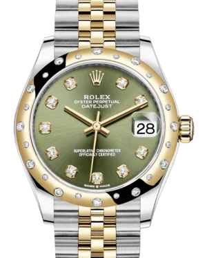 Men’s Watches with Date Display WindowRolex Lady-Datejust 31 Yellow Gold/Steel Olive Green Diamond Dial & Domed Set with Diamonds Bezel Jubilee Bracelet 278343RBR