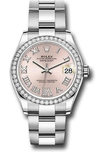 Watches with Multiple Time Zone DisplaysRolex Steel and White Gold Datejust 31 Watch - Diamond Bezel - Pink Roman Diamond 6 Dial - Oyster Bracelet - 278384RBR pdr6o