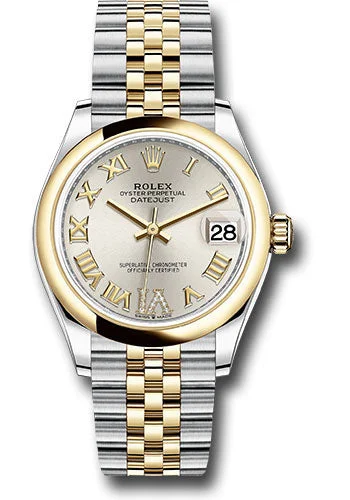 Women’s Watches with Swarovski CrystalsRolex Steel and Yellow Gold Datejust 31 Watch - Domed Bezel - Silver Diamond Roman Six Dial - Jubilee Bracelet 278243 sdr6j