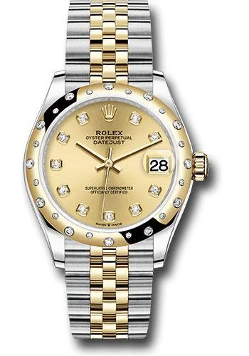 Watches with Multiple Time Zone DisplaysRolex Steel and Yellow Gold Datejust 31 Watch - Domed Diamond Bezel - Champagne Diamond Dial - Jubilee Bracelet - 278343 chdj