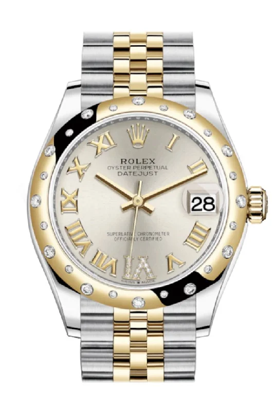 Watches with Power Reserve Indicator (for mechanical)Rolex Datejust 31 Silver Large VI diamonds Dial Diamond Bezel Jubilee Yellow Gold Two Tone Watch 278343RBR 278343 NP