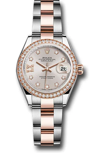 Watches with Backlight for Low-Light ConditionsRolex Steel and Everose Gold Rolesor Lady-Datejust 28 Watch - Diamond Bezel - Sundust Diamond Star Dial - Oyster Bracelet - 279381RBR su9dix8do