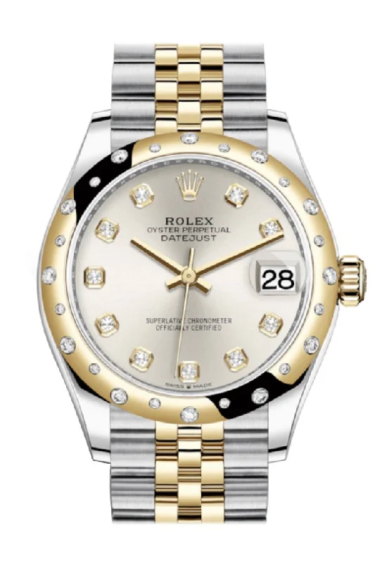 Watches with Rubber Straps for Comfort and DurabilityRolex Datejust 31 Silver Diamonds Dial Diamond Bezel Jubilee Yellow Gold Two Tone Watch 278341RBR 278343 NP