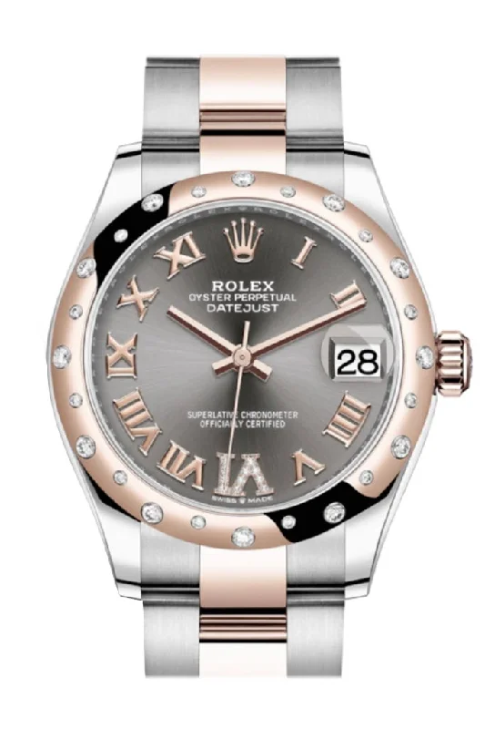 Watches with Rubber Straps for Comfort and DurabilityRolex Datejust 31 Rhodium Large VI diamonds Dial Diamond Bezel Rose Gold Two Tone Watch 278341RBR 278341