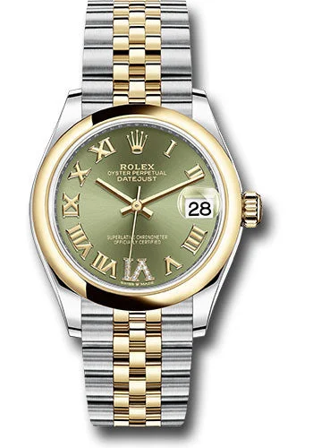 Watches with Silicone Straps for a Soft FeelRolex Steel and Yellow Gold Datejust 31 Watch - Domed Bezel - Olive Green Diamond Roman Six Dial - Jubilee Bracelet 278243 ogdr6j