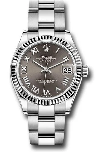 Budget-Friendly Quartz Watches for StudentsRolex Steel and White Gold Datejust 31 Watch - Fluted Bezel - Dark Grey Roman Dial - Oyster Bracelet - 278274 dkgro