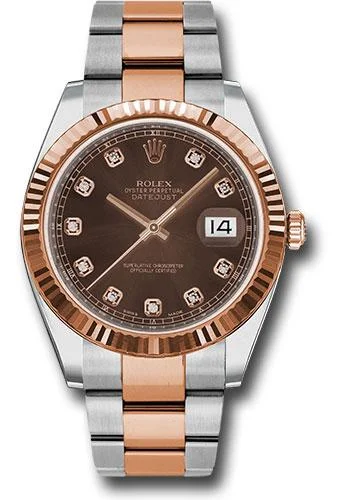 Watches with Heart Rate and Blood Pressure MonitorRolex Steel and Everose Rolesor Datejust 41 Watch - Fluted Bezel - Chocolate Diamond Dial - Oyster Bracelet - 126331 chodo