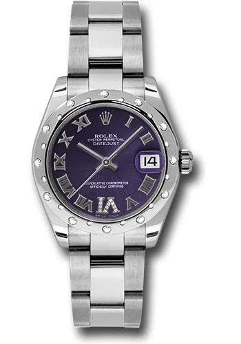 Watches with Temperature SensorRolex Steel and White Gold Datejust 31 Watch - 24 Diamond Bezel - Purple Diamond Roman Vi Roman Dial - Oyster Bracelet - 178344 pudro