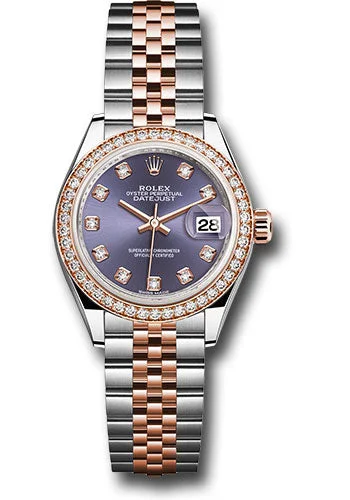 Analog-Digital Hybrid Watches for Dual FunctionalityRolex Steel and Everose Gold Rolesor Lady-Datejust 28 Watch - Diamond Bezel - Aubergine Diamond Dial - Jubilee Bracelet - 279381RBR audj