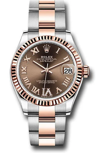 Luxury Quartz Watches with High-End MovementsRolex Steel and Everose Gold Datejust 31 Watch - Fluted Bezel - Dark Rhodium Diamond Roman VI Dial - Oyster Bracelet 278271 chodr6o