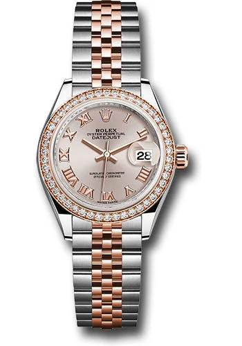 Watches with Glossy Finish Cases for a Shiny AppealRolex Steel and Everose Gold Rolesor Lady-Datejust 28 Watch - Diamond Bezel - Sundust Roman Dial - Jubilee Bracelet - 279381RBR surj