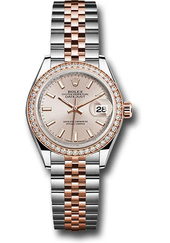 Digital Watches with Timer FunctionRolex Steel and Everose Gold Rolesor Lady-Datejust 28 Watch - Diamond Bezel - Sundust Index Dial - Jubilee Bracelet - 279381RBR suij