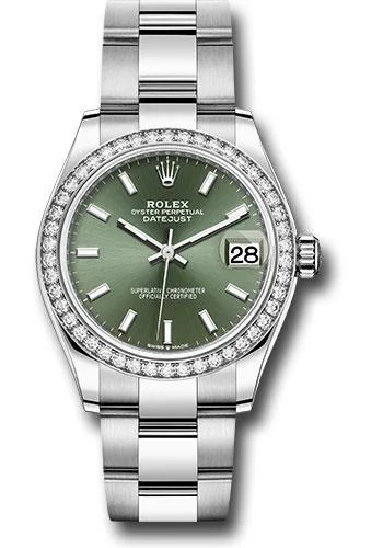 Limited Edition Watches for Exclusive CollectorsRolex Steel and White Gold Datejust 31 Watch - Diamond Bezel - Mint Green Index Dial - Oyster Bracelet - 278384RBR mgio