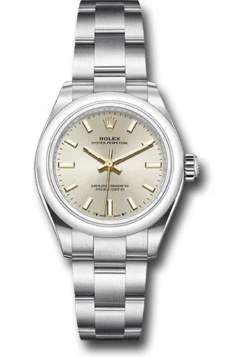 Watches with Backlight for Low-Light ConditionsRolex Oyster Perpetual 28 Watch - Domed Bezel - Silver Index Dial - Oyster Bracelet - 2020 Release - 276200 sio