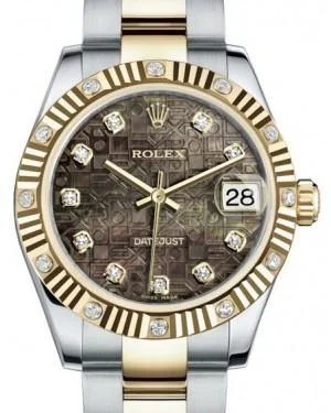 Traveler’s Watches with World Time FunctionRolex Datejust 31 Lady Midsize Yellow Gold/Steel Black Mother of Pearl Jubilee Diamond Dial & Diamond Set Fluted Bezel Oyster Bracelet 178313