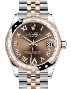 Hybrid Smartwatches with Traditional Watch AestheticsRolex Lady-Datejust 31 Rose Gold/Steel Chocolate Roman Diamond VI Dial & Domed Set with Diamonds Bezel Jubilee Bracelet 278341RBR