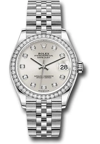 Limited Edition Watches for Exclusive CollectorsRolex Steel and White Gold Datejust 31 Watch - Diamond Bezel - Silver Diamond Dial - Jubilee Bracelet - 278384RBR sdj