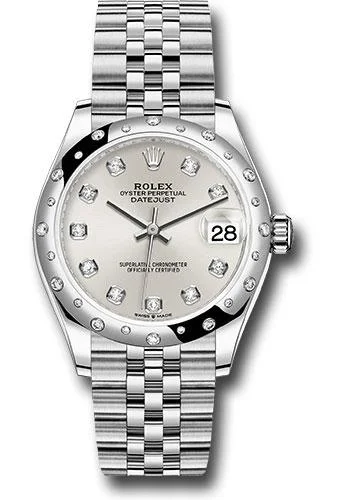 Luxury Brand Automatic Watches for MenRolex Steel and White Gold Datejust 31 Watch - Domed 24 Diamond Bezel - Silver Diamond Dial - Jubilee Bracelet - 2020 Release - 278344RBR sdj