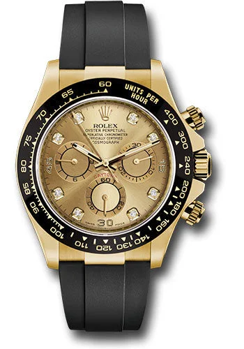 Fashionable Quartz Watches for Women with Leather StrapsRolex Yellow Gold Cosmograph Daytona 40 Watch - Champagne Diamond Dial - Black Oysterflex Strap - 116518LN chdof