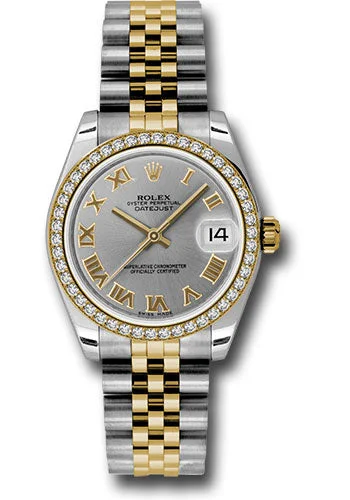 Stainless Steel Dress Watches for BusinessmenRolex Steel and Yellow Gold Datejust 31 Watch - 46 Diamond Bezel - Grey Roman Dial - Jubilee Bracelet 178383 grj