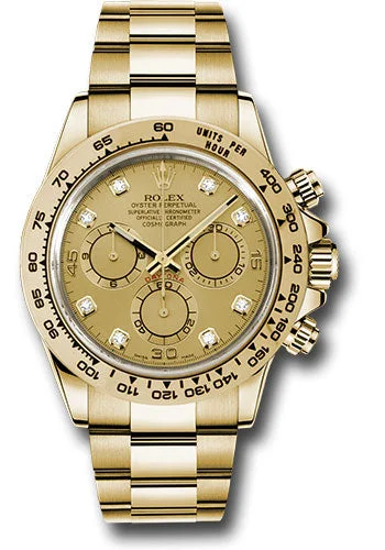 Watches with Embossed Dials for a Textured LookRolex Yellow Gold Cosmograph Daytona 40 Watch - Champagne Diamond Dial - 116508 chd