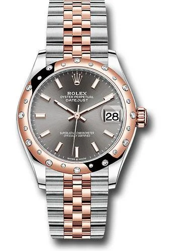 Men’s Dress Watches with Slim ProfilesRolex Steel and Everose Gold Datejust 31 Watch - 24 Diamond Bezel - Dark Rhodium Index Dial - Jubilee Bracelet - 278341RBR dkrhij