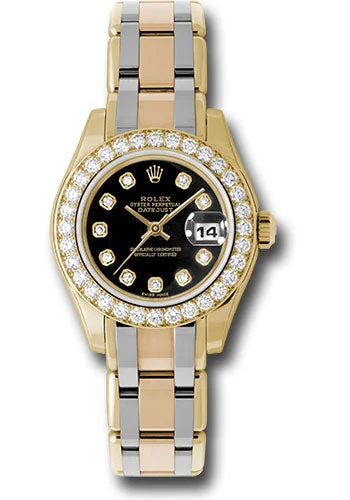 Watches with Matte Finish Cases for a Sophisticated LookRolex Yellow Gold Lady-Datejust Pearlmaster 29 Watch - 32 Diamond Bezel - Black Diamond Dial - 80298bic bkd