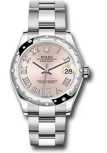 Dressy Watches for Evening EventsRolex Steel and White Gold Datejust 31 Watch - Domed 24 Diamond Bezel - Pink Roman Diamond 6 Dial - Oyster Bracelet - 2020 Release - 278344RBR pdr6o