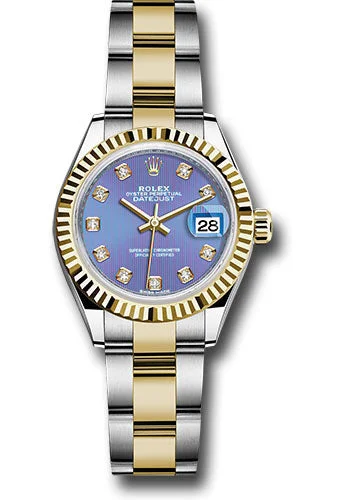 Women’s Dress Watches with Elegant StrapsRolex Steel and Yellow Gold Rolesor Lady-Datejust 28 Watch - Fluted Bezel - Lavender Diamond Dial - Oyster Bracelet - 279173 ldo