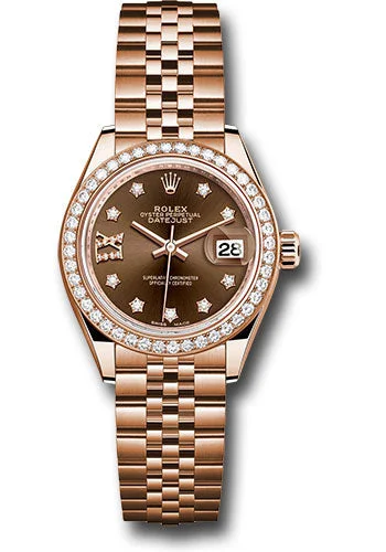 Watches with Engraved Dials for PersonalizationRolex Everose Gold Lady-Datejust 28 Watch - 44 Diamond Bezel - Chocolate Diamond Star Dial - Jubilee Bracelet - 279135RBR cho9dix8dj