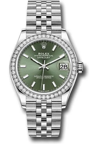 Stainless Steel Mesh Strap Watches for a Sleek LookRolex Steel and White Gold Datejust 31 Watch - Diamond Bezel - Mint Green Index Dial - Jubilee Bracelet - 278384RBR mgij