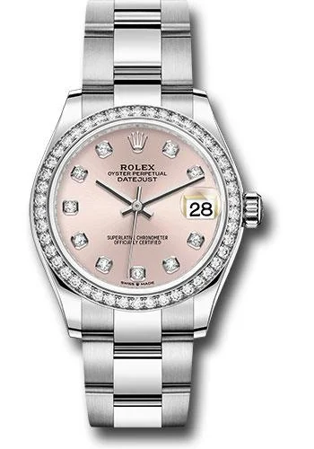 Square Dial Watches with Modern DesignRolex Steel and White Gold Datejust 31 Watch - Diamond Bezel - Pink Diamond Dial - Oyster Bracelet - 278384RBR pdo