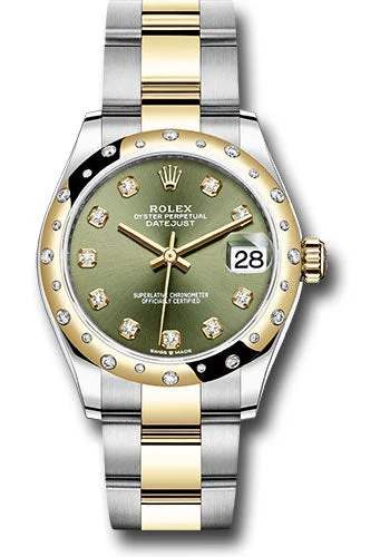 Watches with Two-Tone Cases for a Stylish AppearanceRolex Steel and Yellow Gold Datejust 31 Watch - Domed Diamond Bezel - Olive Green Diamond Dial - Oyster Bracelet 278343 ogdo