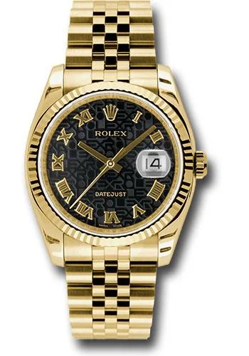 Diamond-Encrusted Luxury Watches for Special OccasionsRolex Yellow Gold Datejust 36 Watch - Fluted Bezel - Black Jubilee Roman Dial - Jubilee Bracelet - 116238 bkjrj