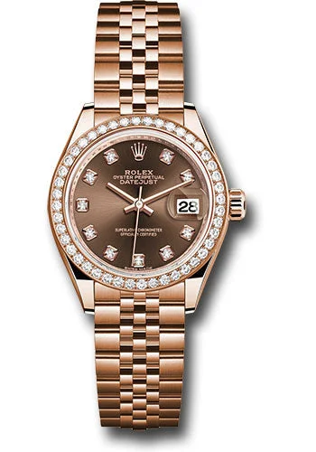 Men’s Dress Watches with Slim ProfilesRolex Everose Gold Lady-Datejust 28 Watch - 44 Diamond Bezel - Chocolate Diamond Dial - Jubilee Bracelet - 279135RBR chodj